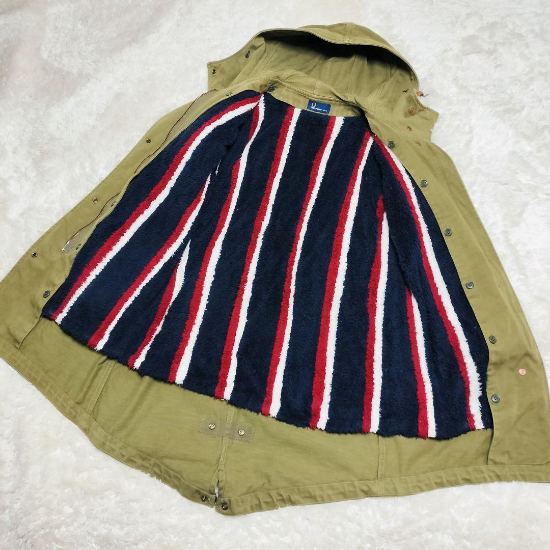 フレッドペリー モッズコート ライナー ストライプ 刺繍 カーキ 10 L