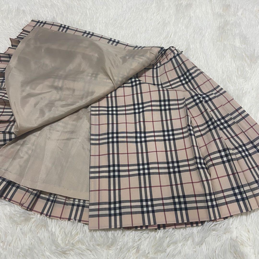 バーバリー ラップスカート プリーツ ノバチェック ベージュ ベルト S 160