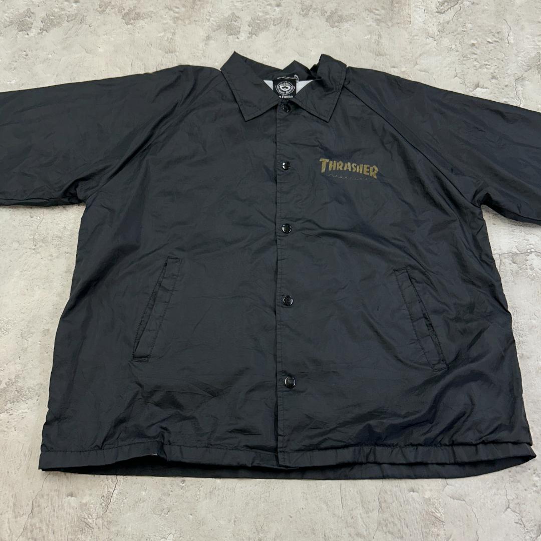 キ*い様 USA製　THRASHER　五芒星　長袖　コーチジャケット　古着　ブラ
