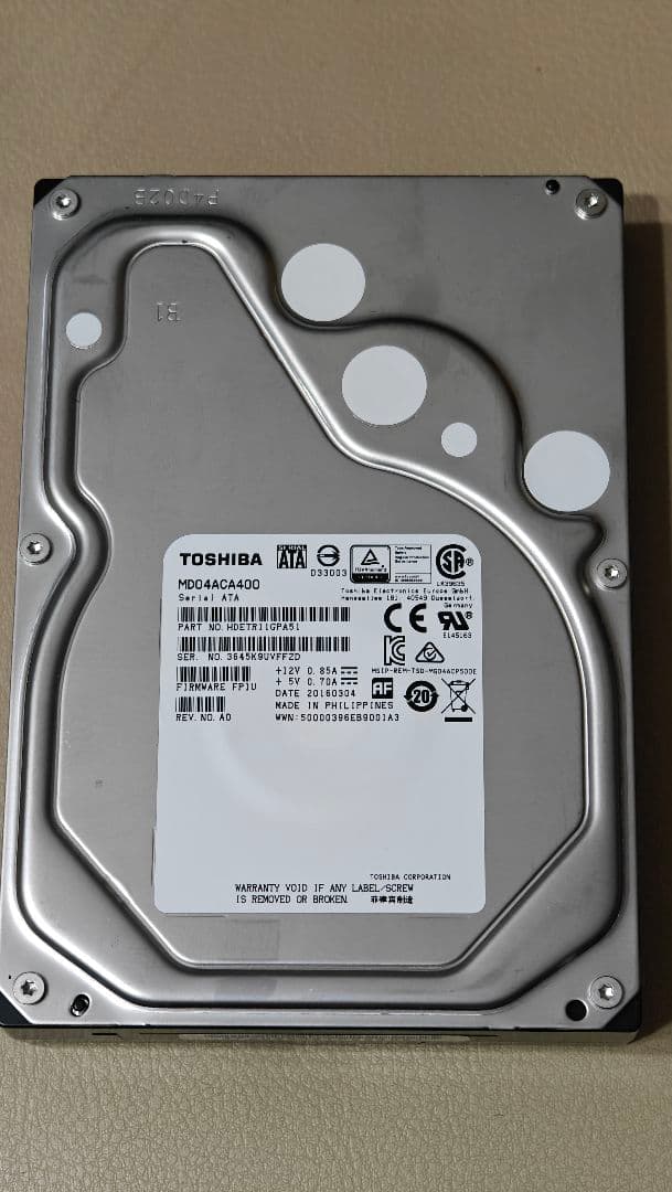 ★中古品★TOSHIBA MD04ACA400 4000GB HDD
