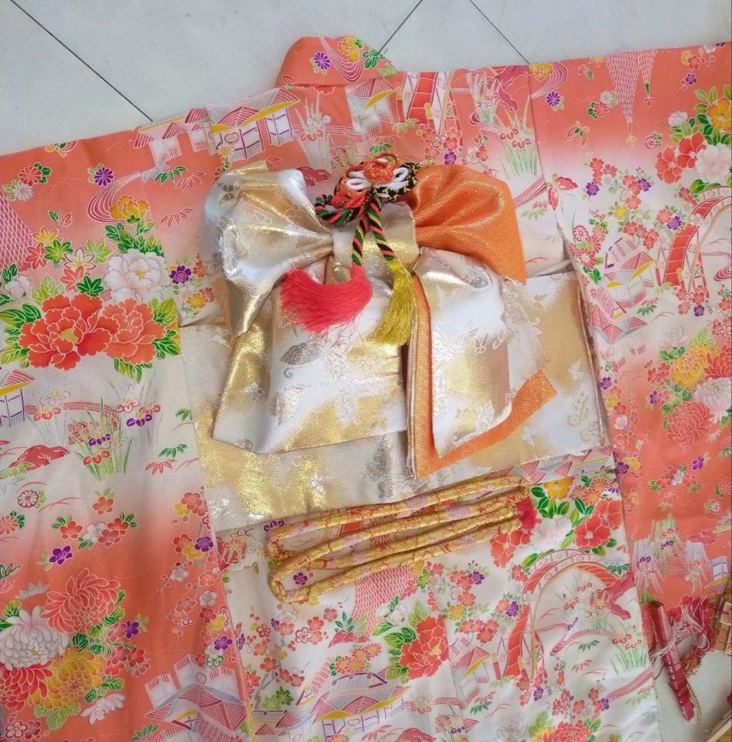 11/7までお値下げ　七五三 ７歳 花柄着物と小物セット