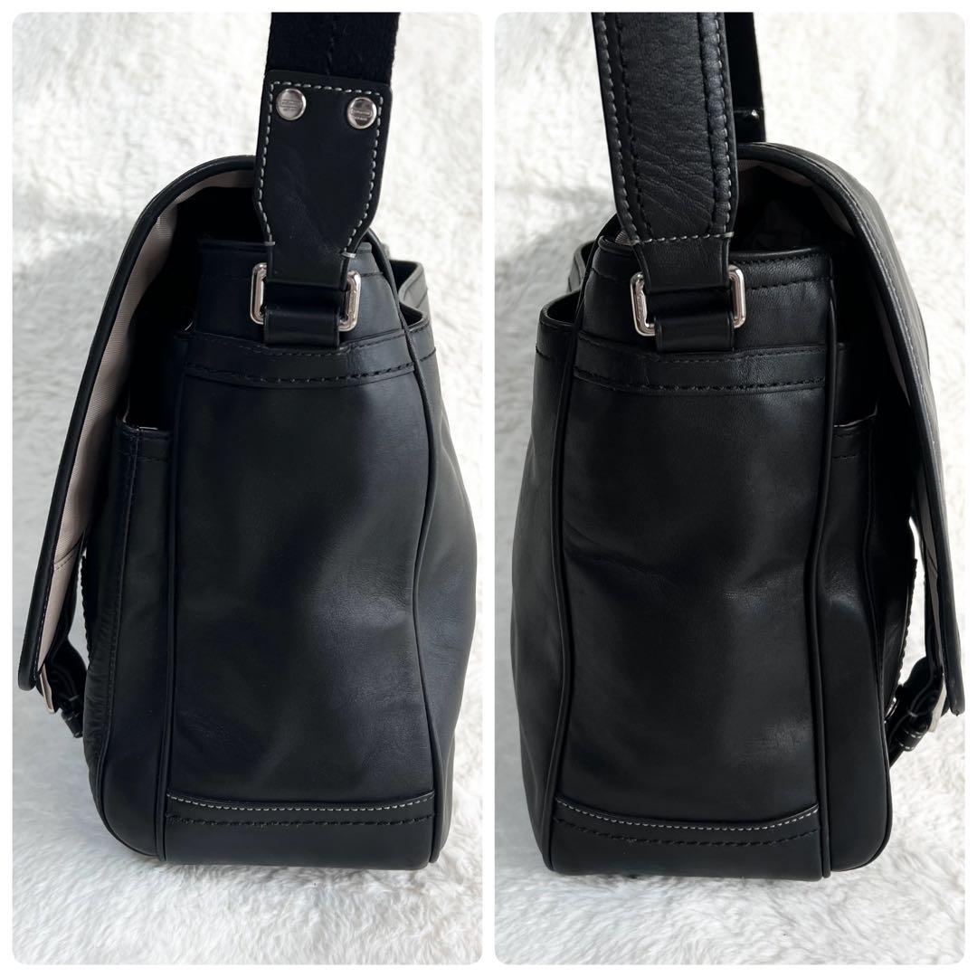 【TON】コーチ✨️美品　フラップ　メッセンジャーバッグ　Ａ４収納可　レザー