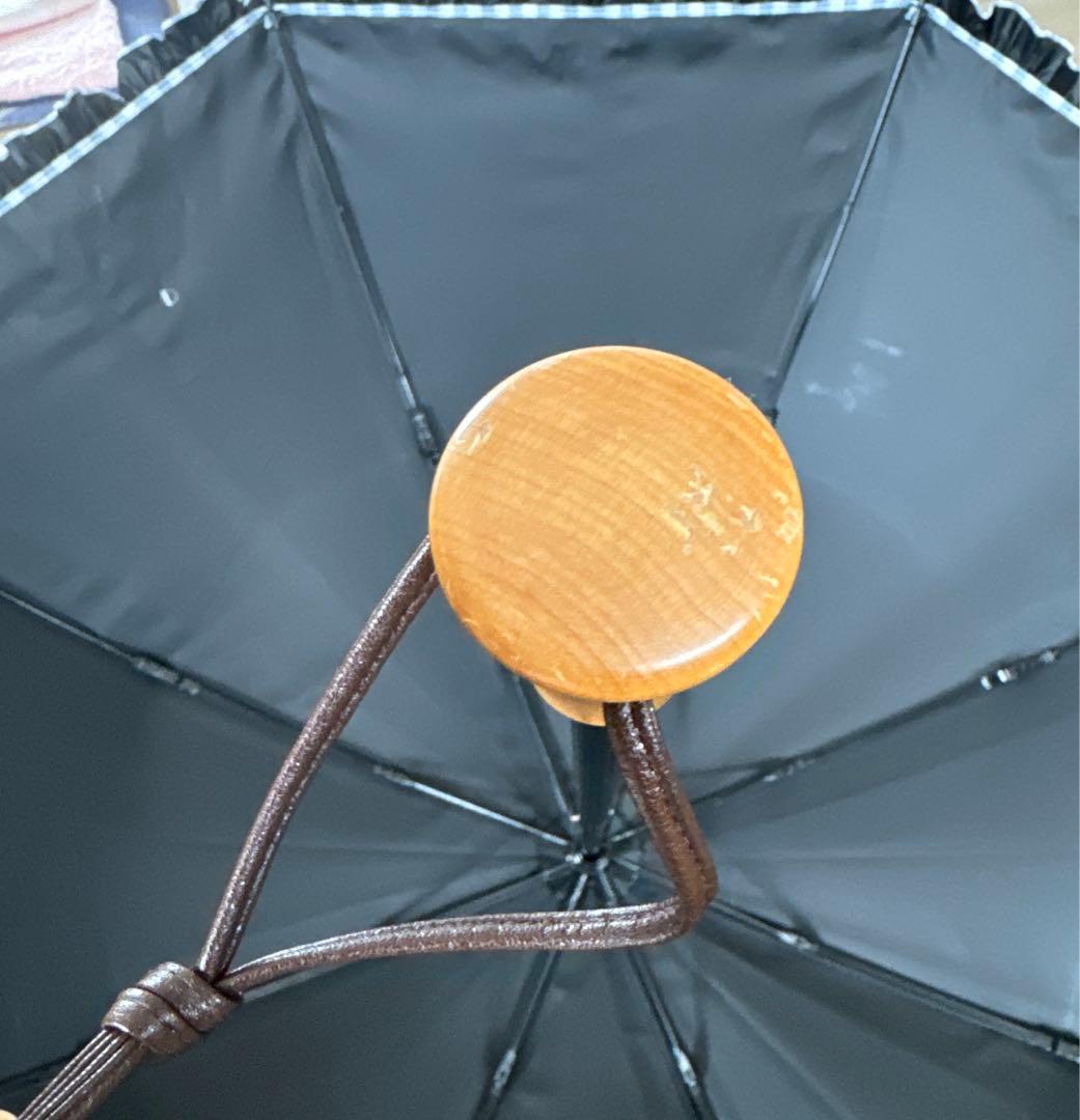 美品⭐️サンバリア100 折りたたみ日傘 ２段折 コンパクト / チェック ブルー