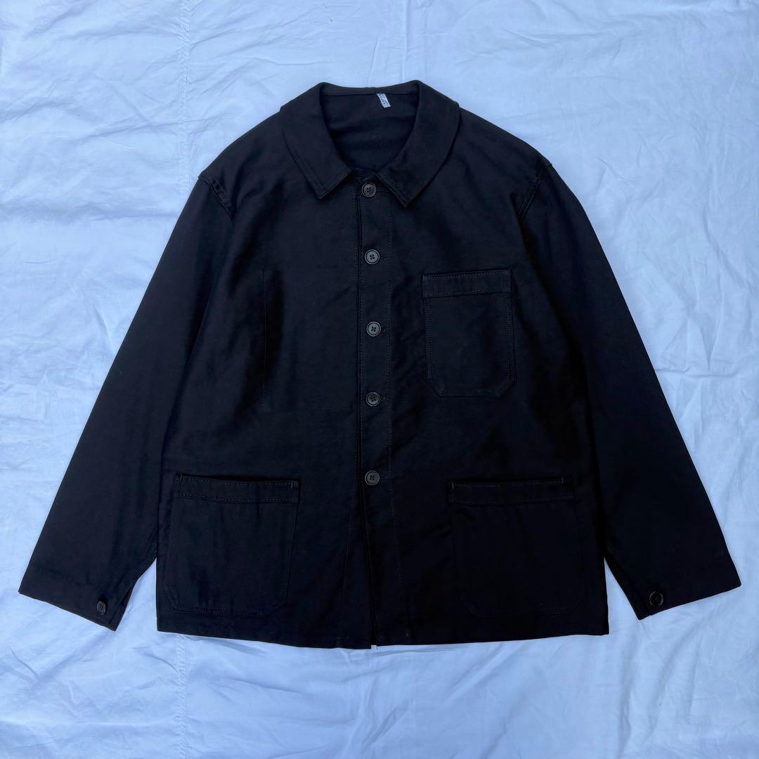 60's ブラックモールスキン　ワークジャケット　フレンチワーク　ユーロ