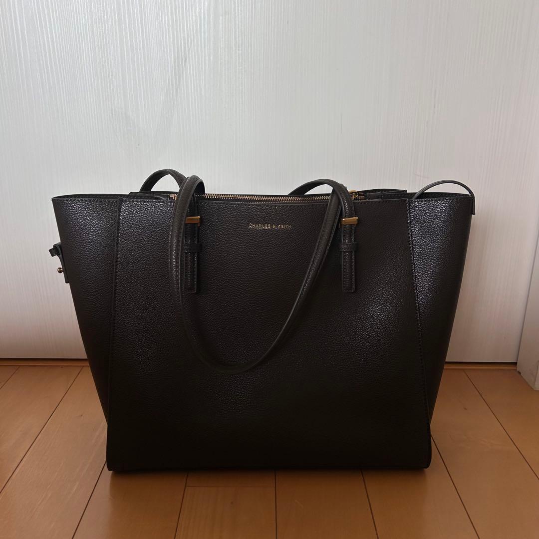 CHARLES & KEITH クラシックダブルハンドル トートバッグ ブラウン