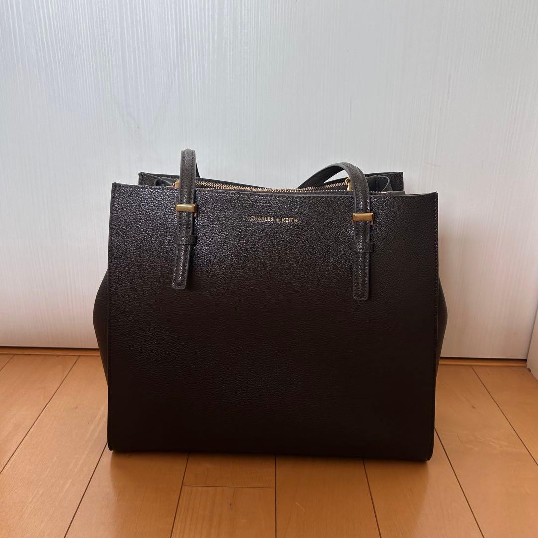 CHARLES & KEITH クラシックダブルハンドル トートバッグ ブラウン