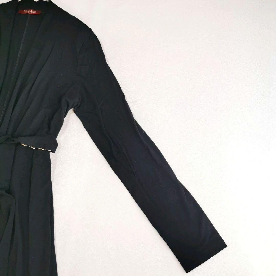 【美品✨】マックスマーラ ロングカーディガン ビジュ ウォッシャブル L 黒