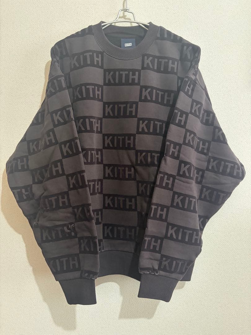 【未使用品】KITH ダークブラウン ロゴスウェット S ボックスロゴモノグラム