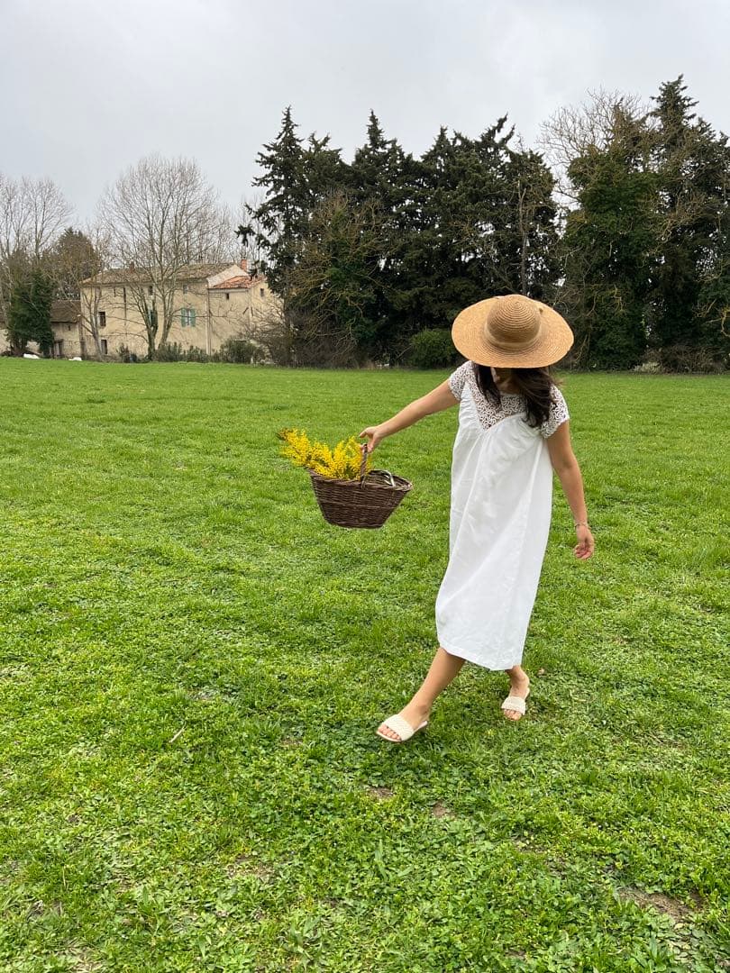 ◆フランスアンティーク｜手編みレースのナイトドレス、リネンワンピース、ネグリジェ