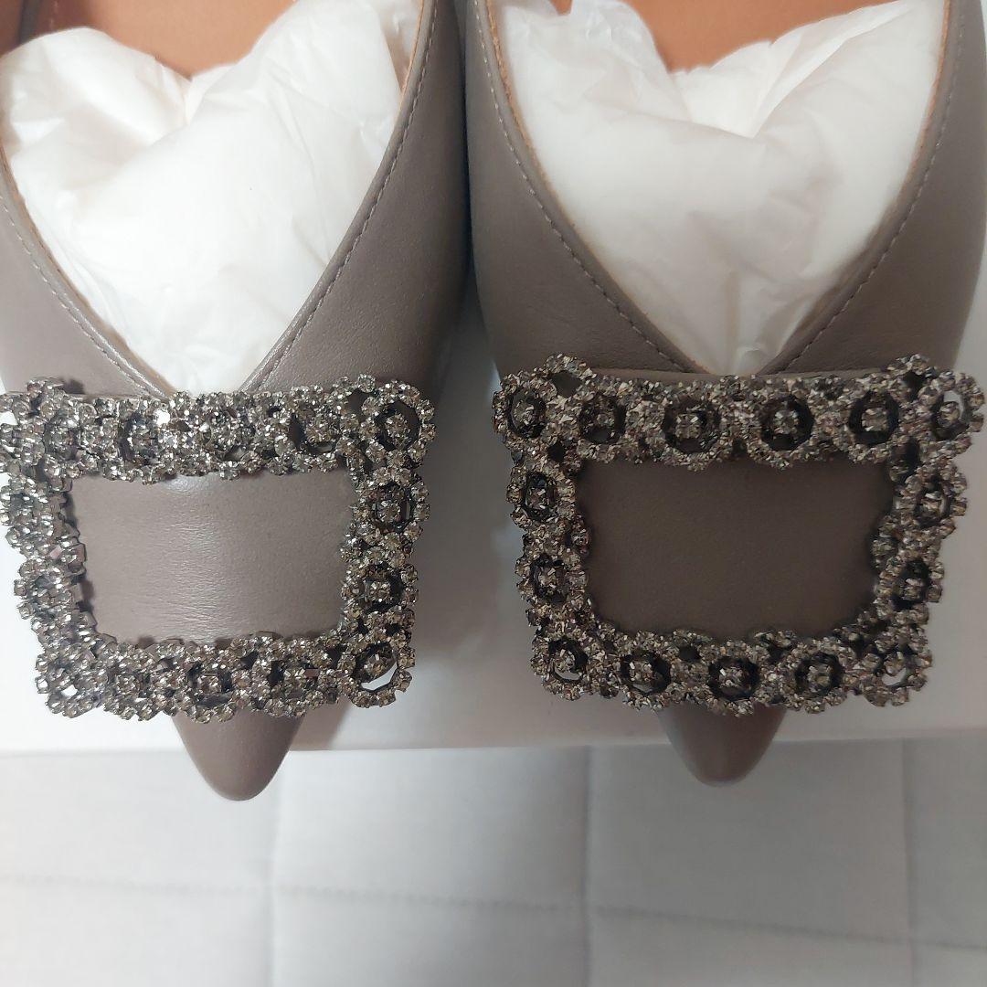 ９/5まで出品、最終お値下げ:ピッピシック　ビジュー　　フラットパンプス　36