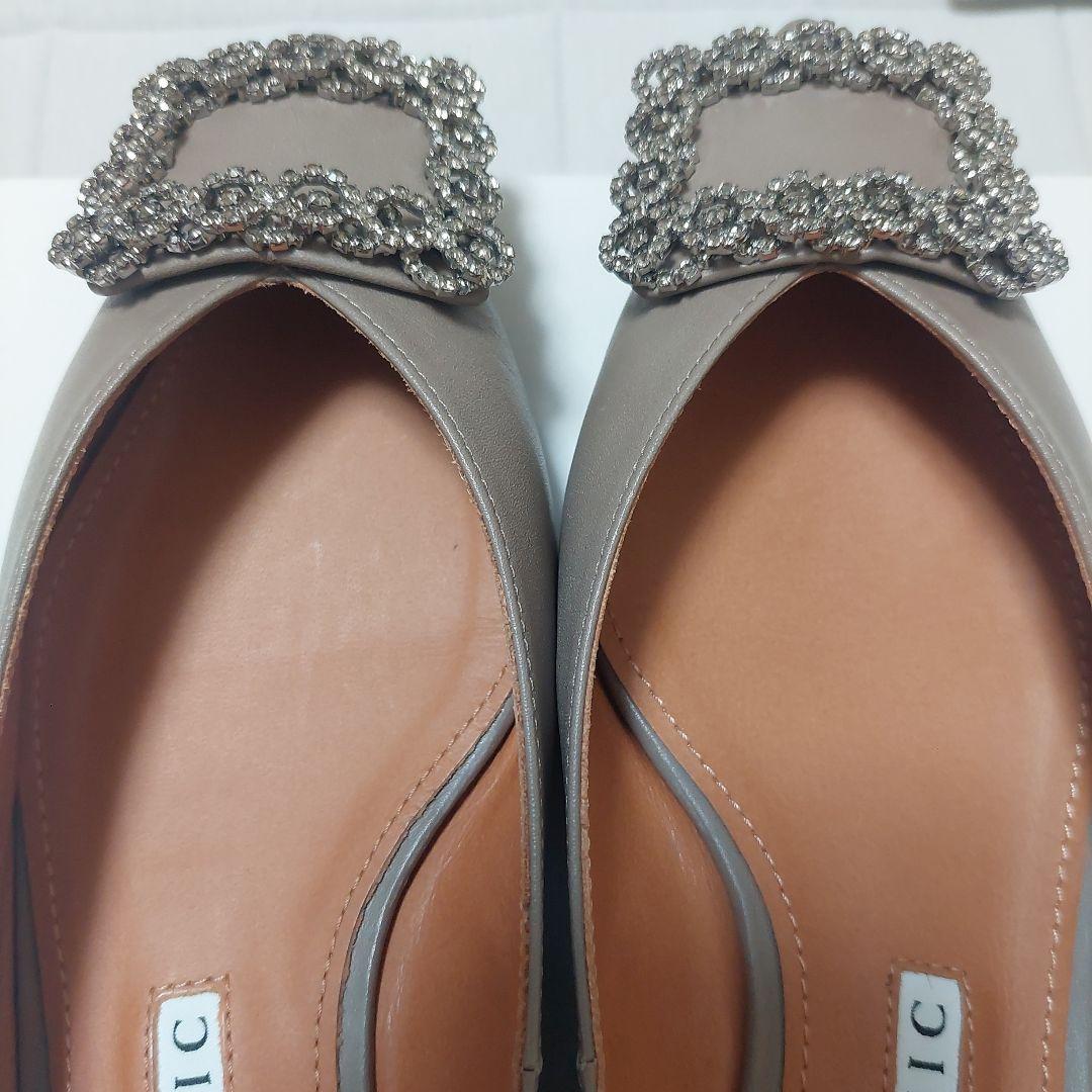 ９/5まで出品、最終お値下げ:ピッピシック　ビジュー　　フラットパンプス　36