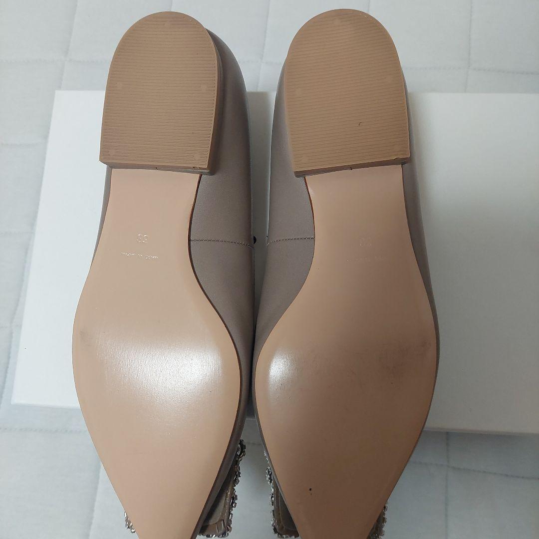 ９/5まで出品、最終お値下げ:ピッピシック　ビジュー　　フラットパンプス　36