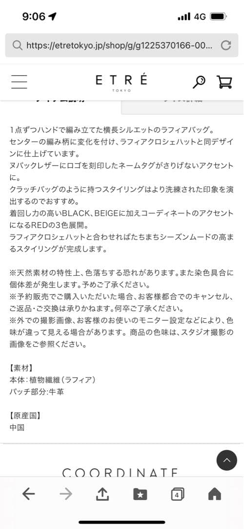 etretokyo ラフィアバッグ　未使用