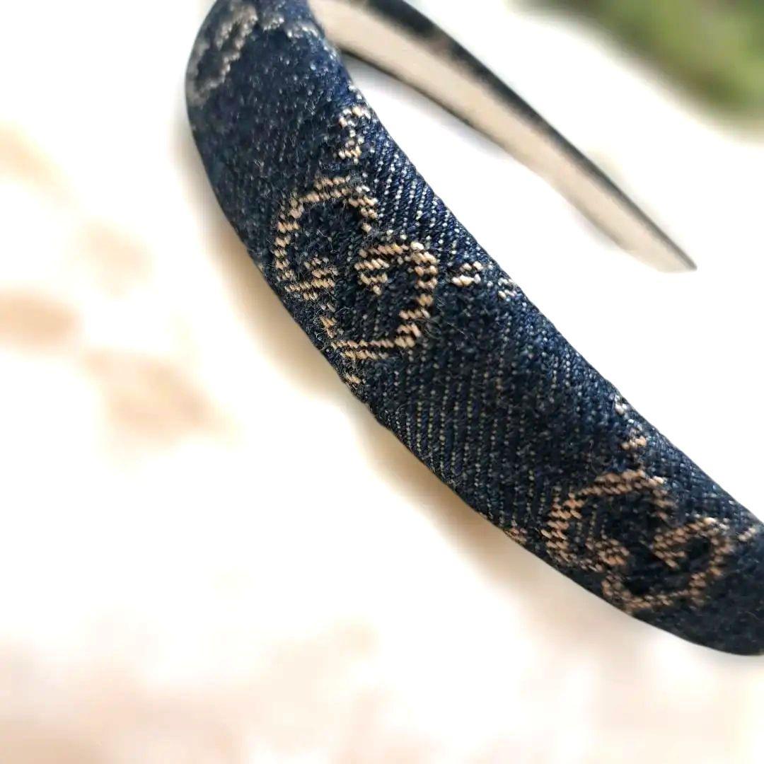 GUCCI ネイビー デニム ヘアバンド カチューシャ