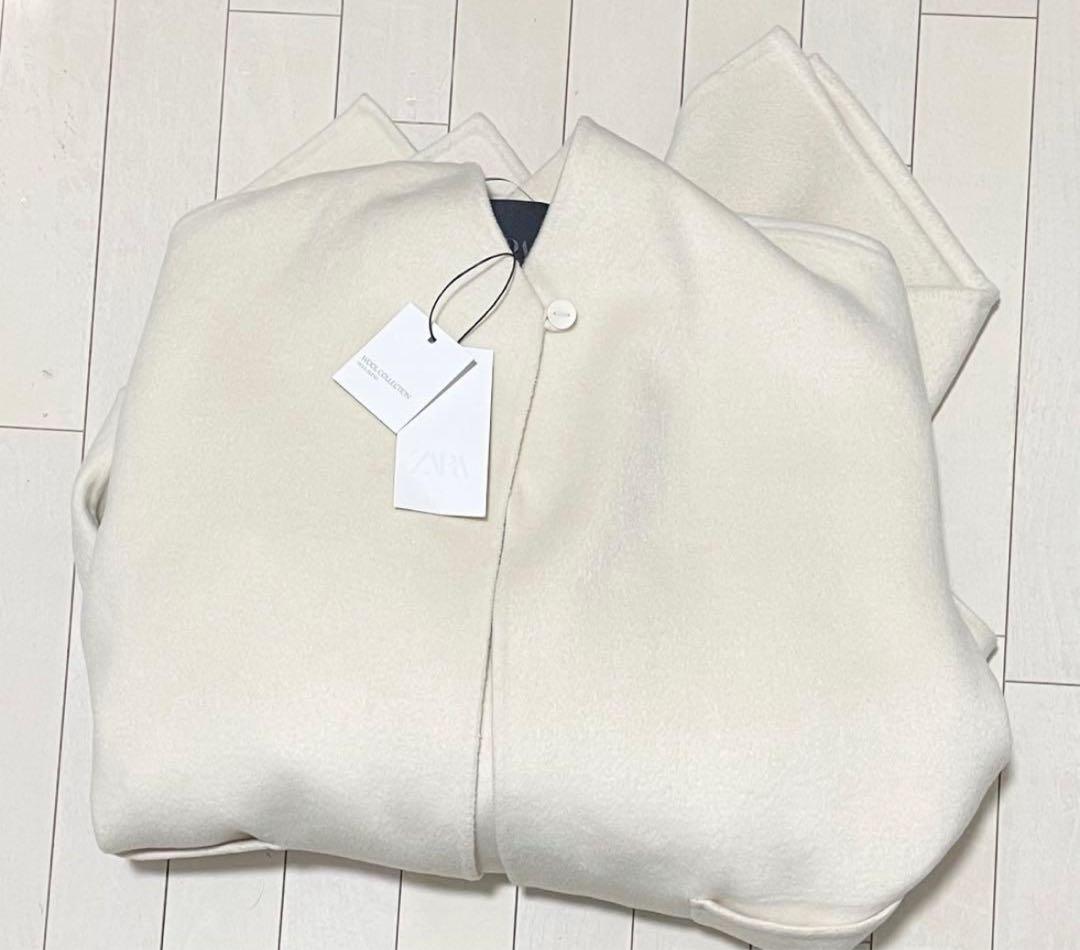 ZARA ZW COLLECTION ウールケープコート M エクリュ