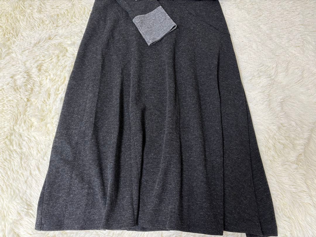 クレッシェントハーフノート　ロングワンピース M チャコールグレー 新品タグ付