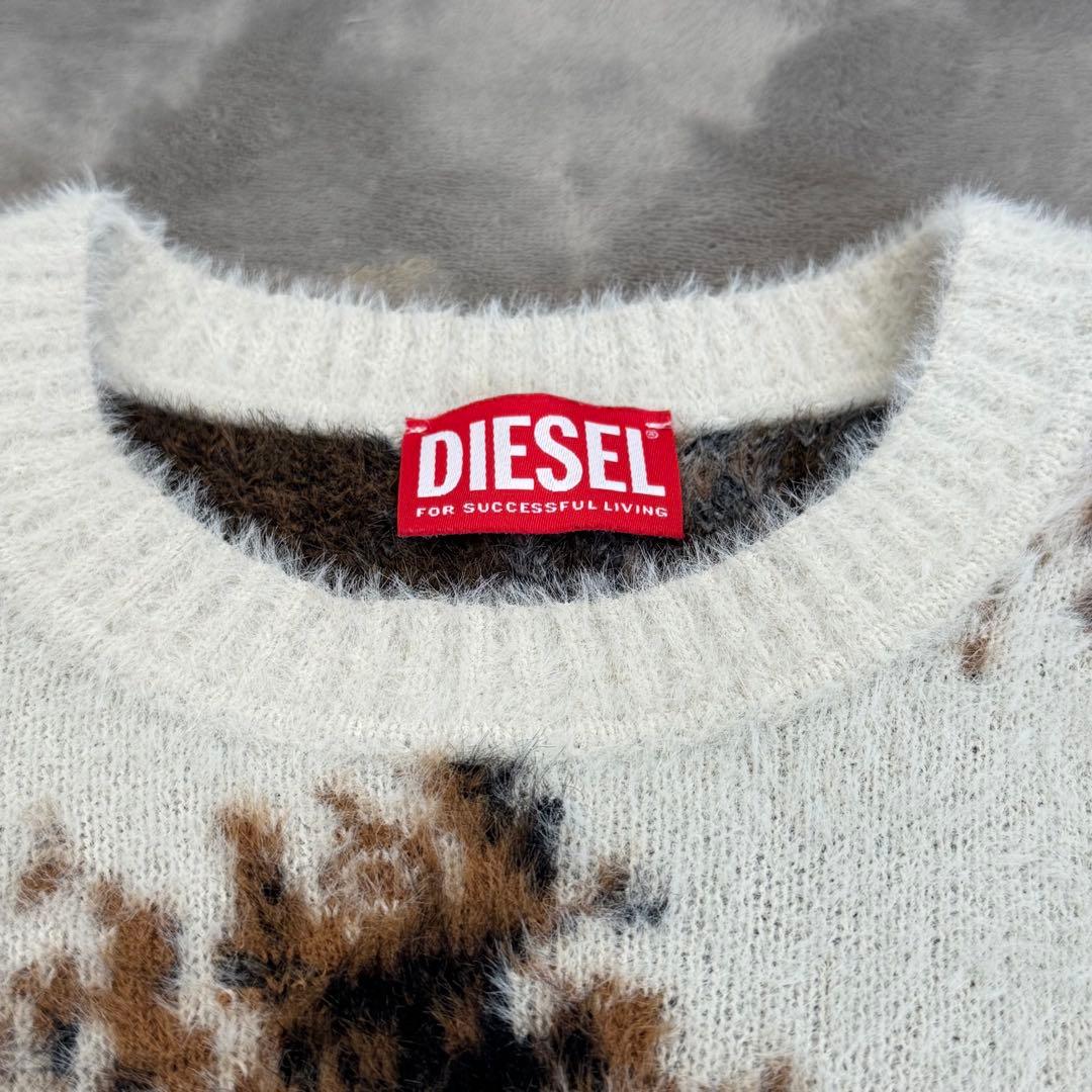 ぞ*ま様 ディーゼル レオパード柄 シャギー ニット セーター ショート丈 クロ