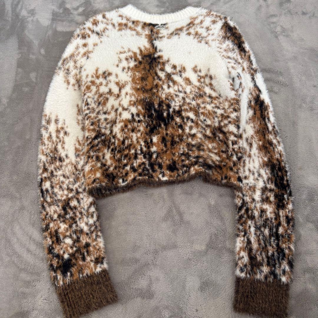 ぞ*ま様 ディーゼル レオパード柄 シャギー ニット セーター ショート丈 クロ