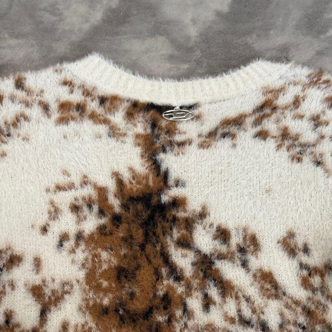 ぞ*ま様 ディーゼル レオパード柄 シャギー ニット セーター ショート丈 クロ