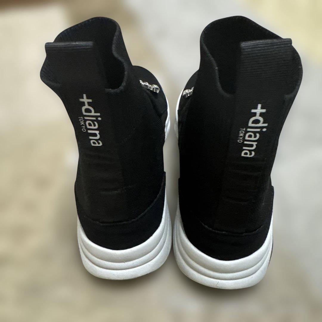 ➕diana ブーツ ミドル丈　クリスタルバックル ニットソックススニーカー