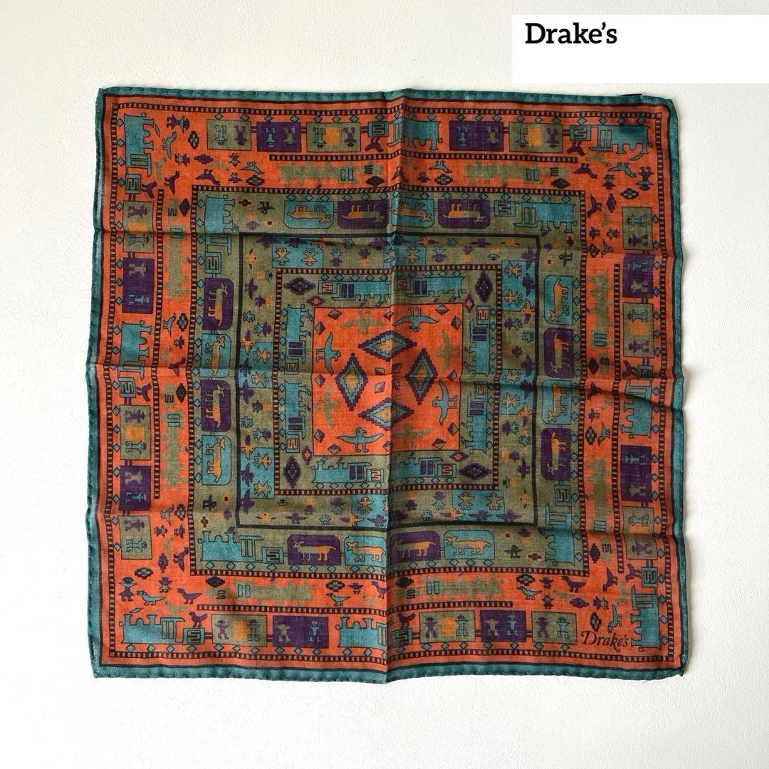 【未使用】Drake's ポケットチーフ ハンカチ ドレイクス