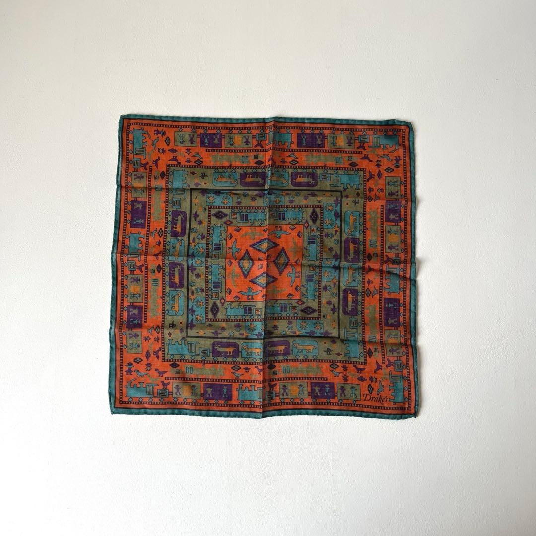 【未使用】Drake's ポケットチーフ ハンカチ ドレイクス
