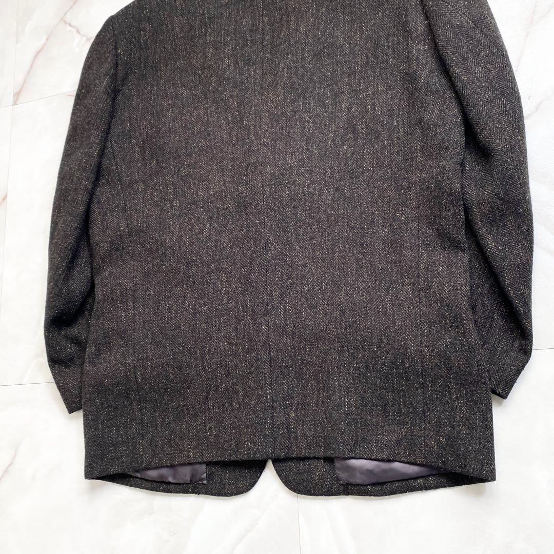 B15596 80s ワイズフォーメン　ヘリンボーンツイード3Bジャケット茶系M