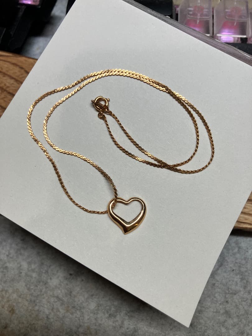 刻印 K18 SN ハート ゴールド ペンダント ネックレス