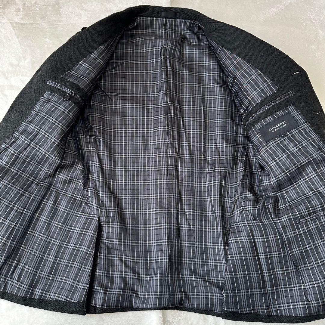美品 バーバリーブラックレーベル ノバチェック 銀ボタン ナポレオン ジャケット
