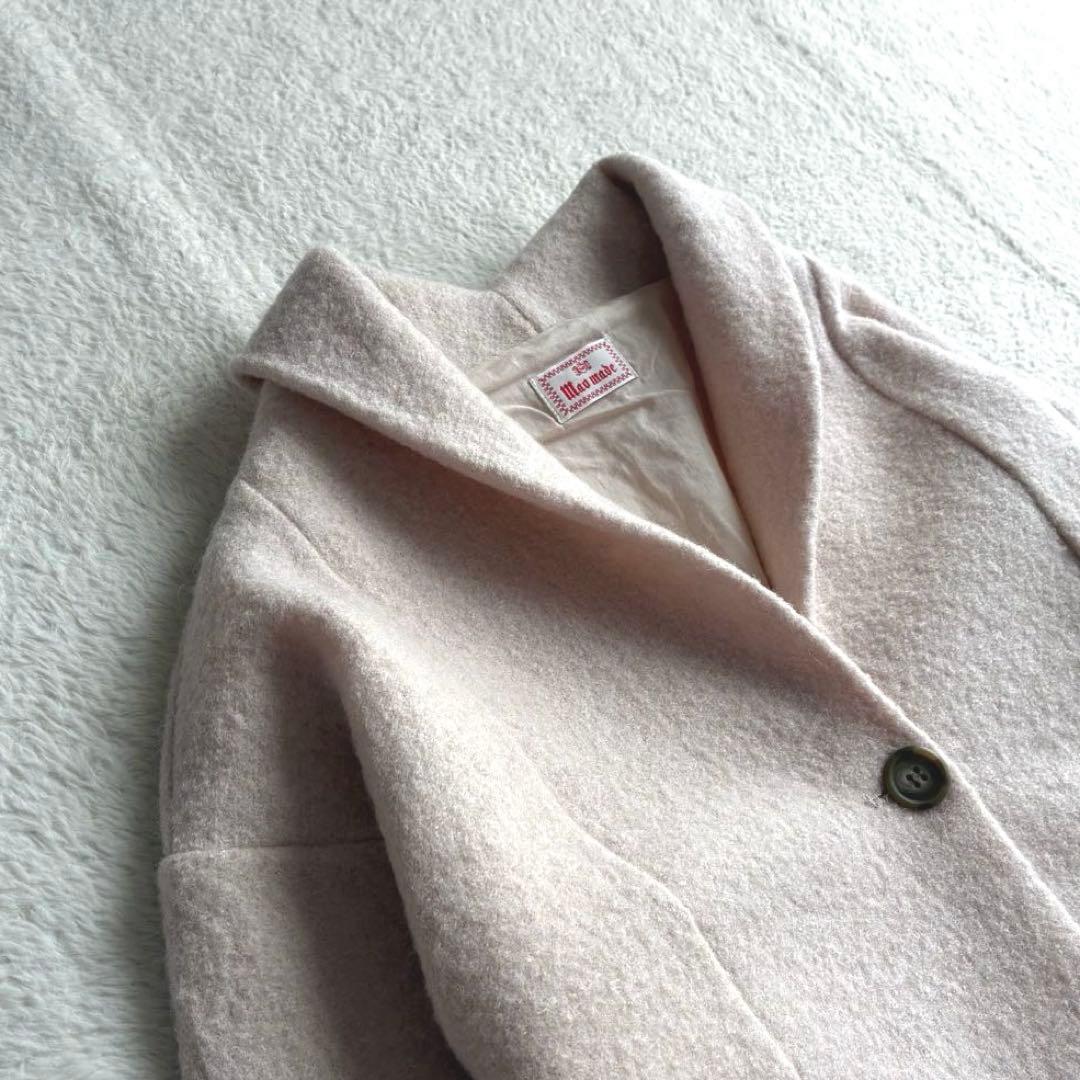 極美品 マオメイド 24AW プレスウール ショールカラー ショート丈 コート