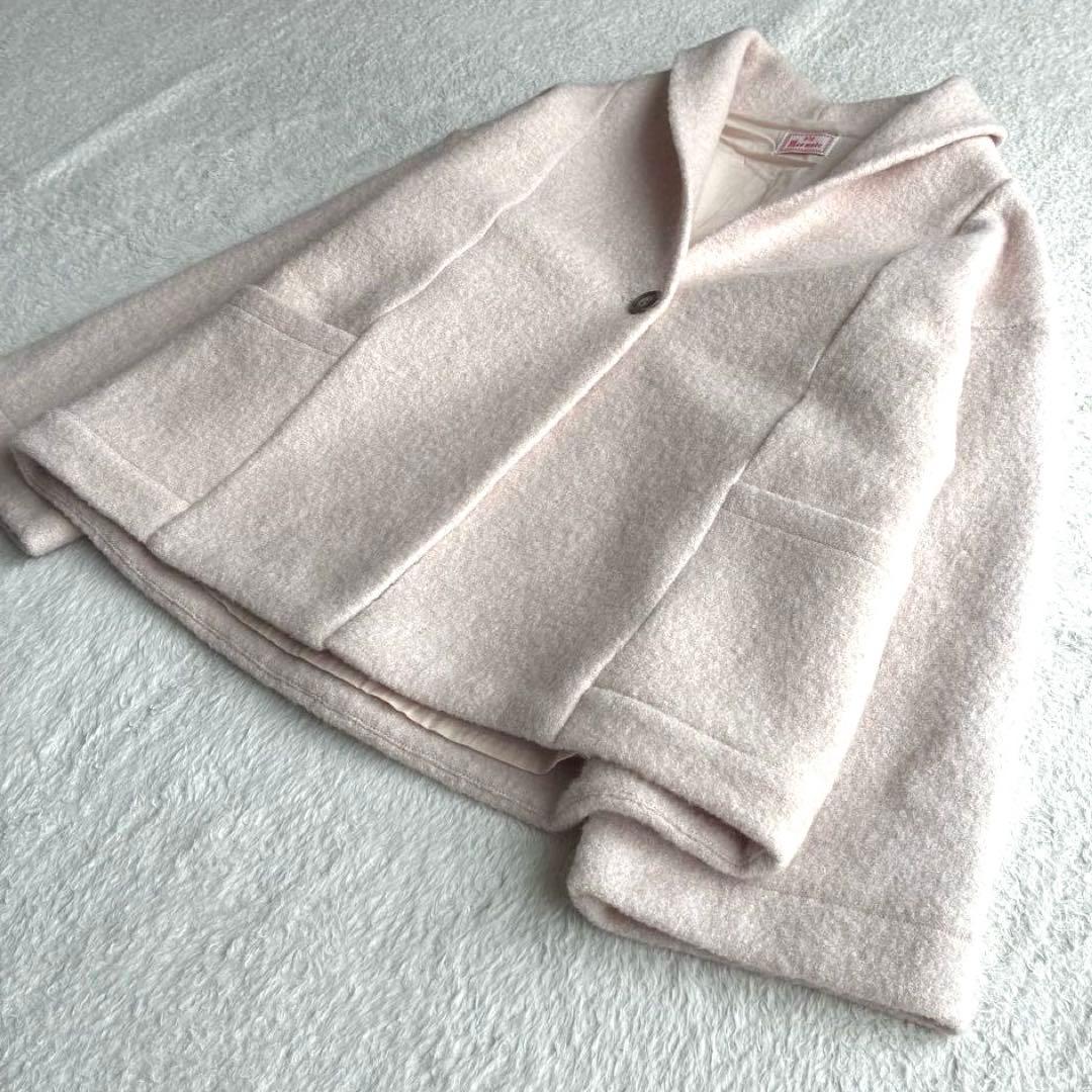 極美品 マオメイド 24AW プレスウール ショールカラー ショート丈 コート