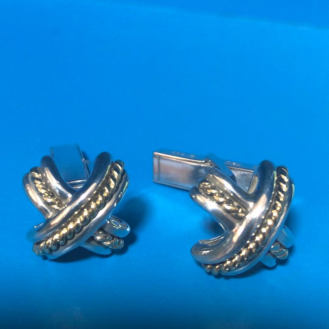 ティファニー　カフス　シグネチャー　コンビ　シルバー　ゴールド