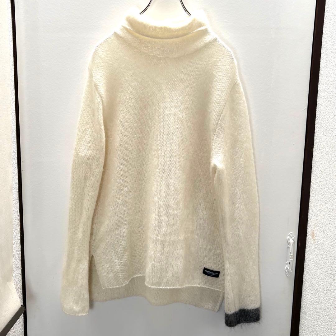 RUDE GALLERY モヘア　タートルネック　ニット　白　グレー　ウール