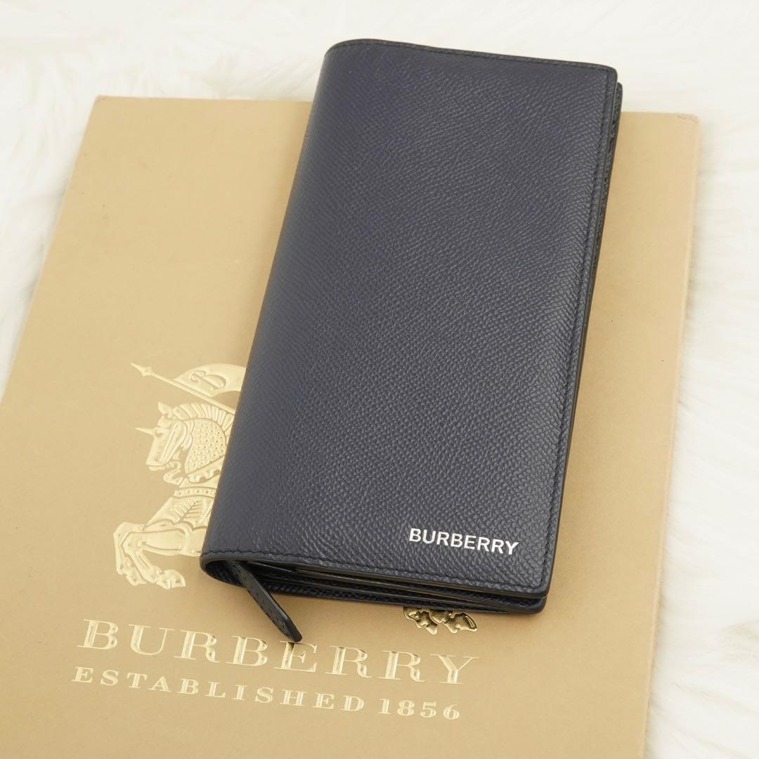 極美品　BURBREEY LONDON 長財布　二つ折り　ロゴグラム　ネイビー