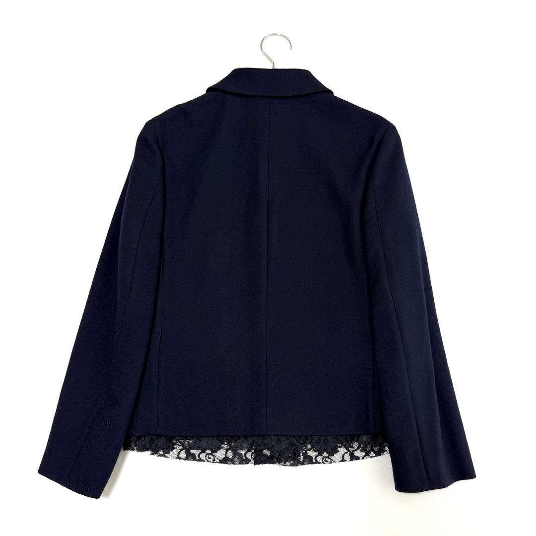 【トリココムデギャルソン】レースレイヤード風ジャケット（S）ネイビー　ウール