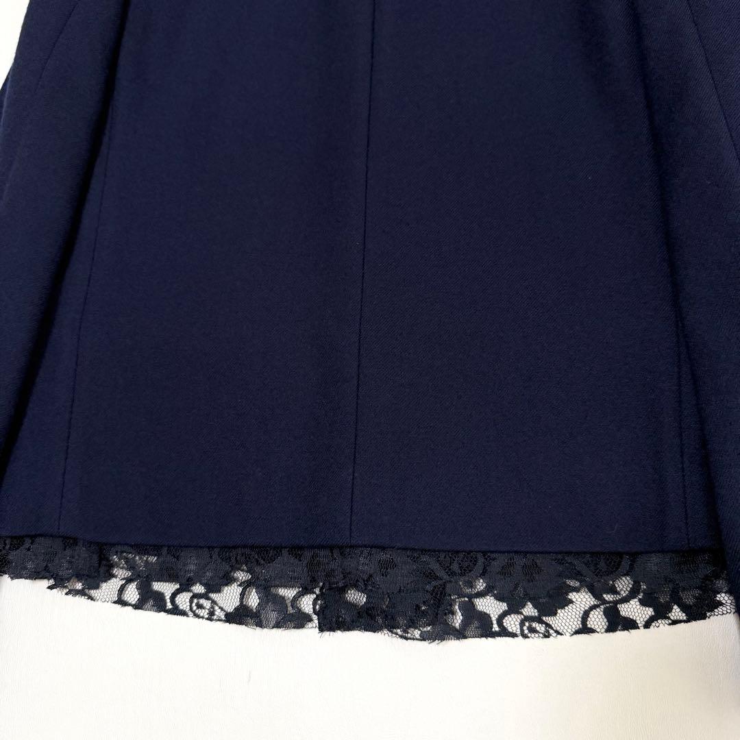 【トリココムデギャルソン】レースレイヤード風ジャケット（S）ネイビー　ウール