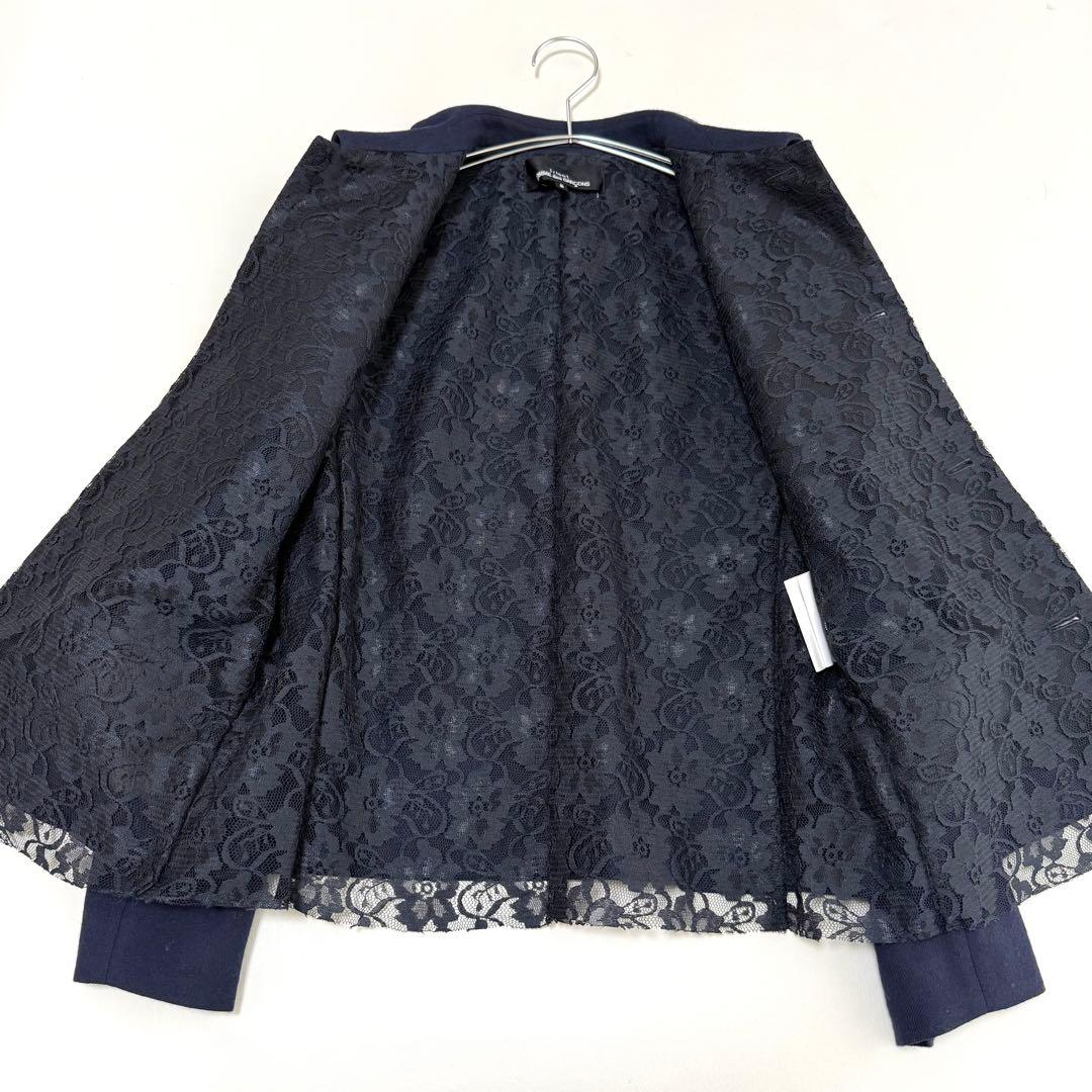 【トリココムデギャルソン】レースレイヤード風ジャケット（S）ネイビー　ウール