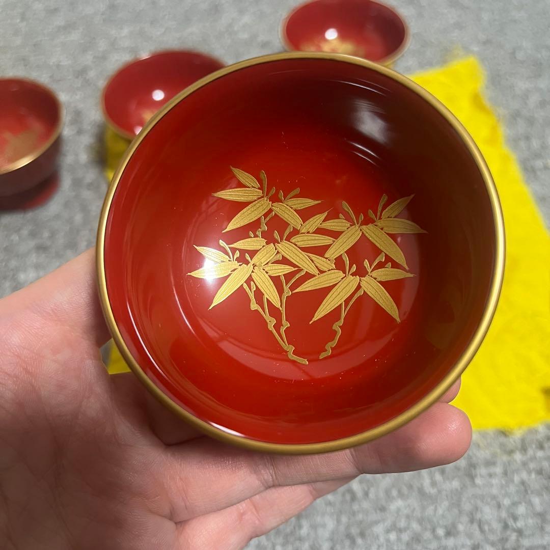 輪島塗 慶塚 酒盃 五種 松竹梅 漆塗 酒器