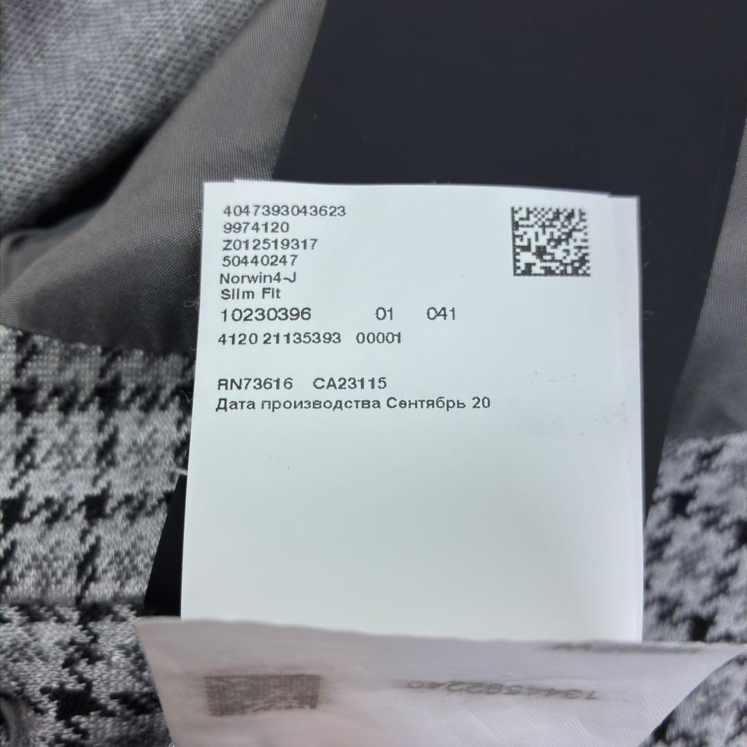 美品　BOSS　千鳥格子　ジャージーアンコンジャケット　ニットテーラード　2XL