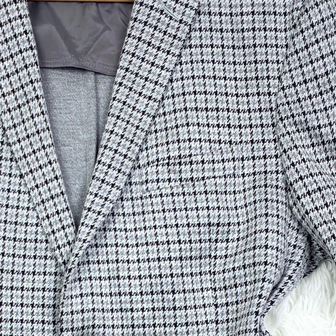 美品　BOSS　千鳥格子　ジャージーアンコンジャケット　ニットテーラード　2XL