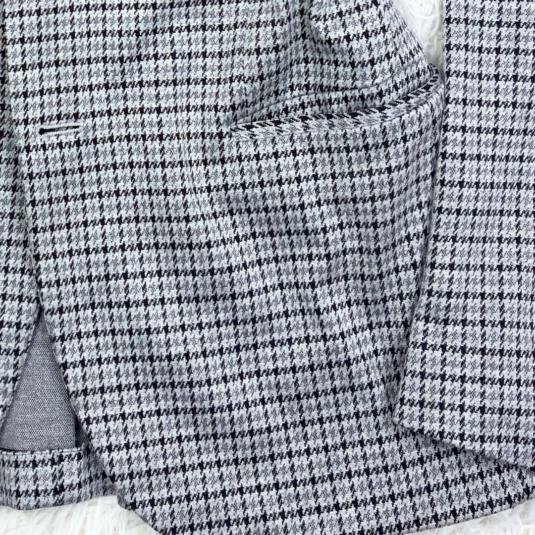 美品　BOSS　千鳥格子　ジャージーアンコンジャケット　ニットテーラード　2XL