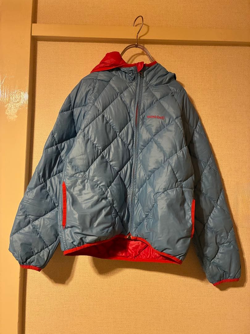 00s mont-bell reversible down parka 水色/赤