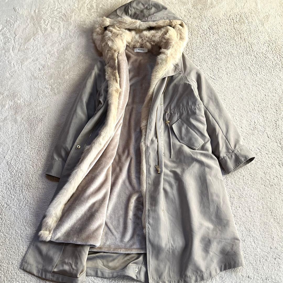 新品✨️メドック 2wayファーフーデッドモッズアウター ロングコート M