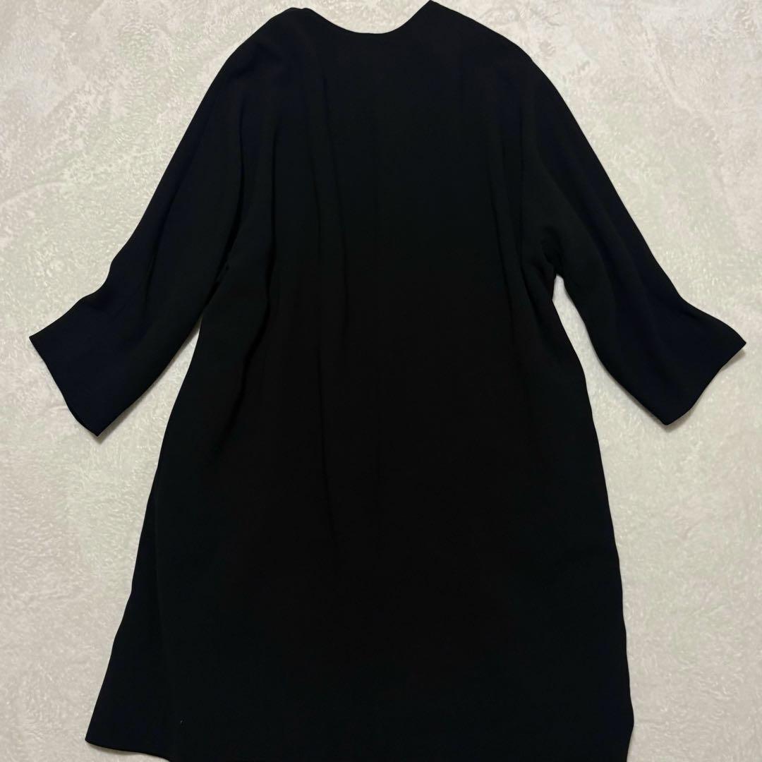 【極美品】DeuxiemeClasseトリアセジョーゼットノーカラーコート 黒