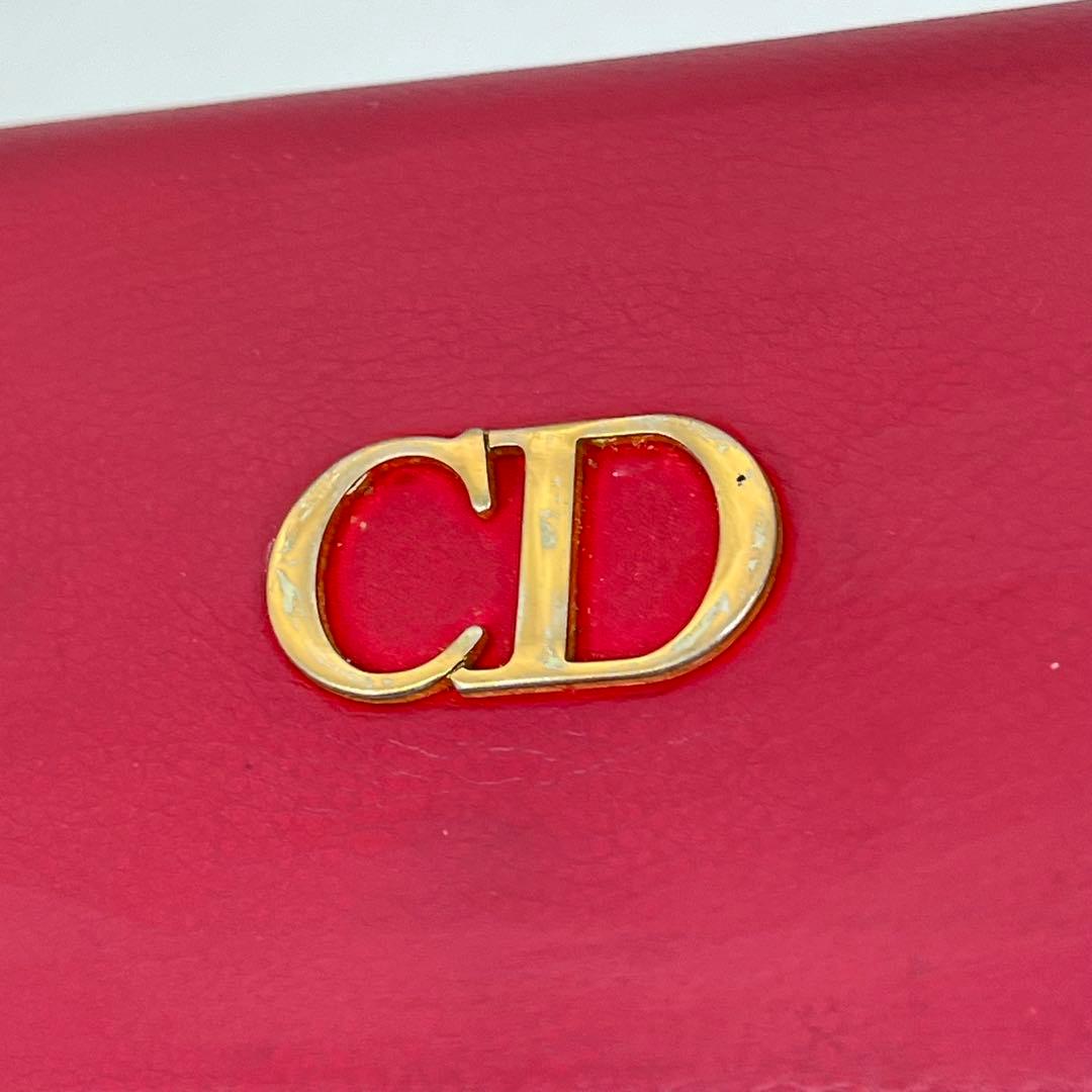 クリスチャンディオール 長財布 フラップウォレット CDロゴ金具 ピンク レザー