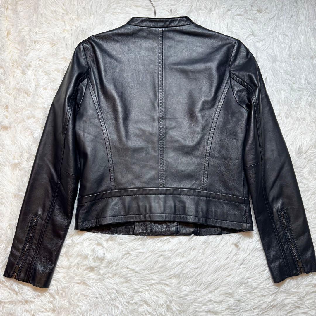 ルニ様未使用級 ダイアグラム ラムレザー ノーカラーライダースジャケット 定価