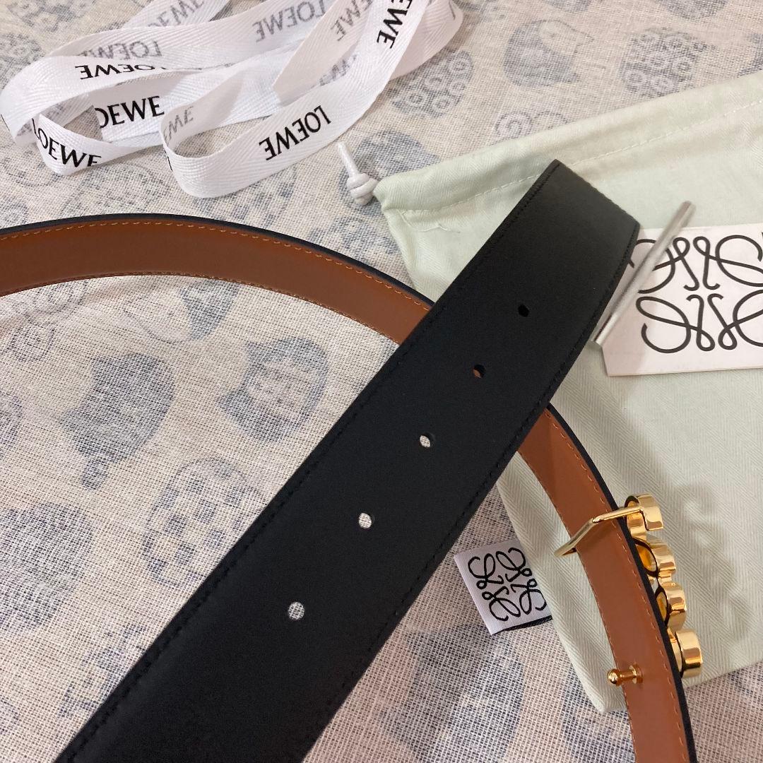 LOEWE アナグラム ベルト 90 ブラック×ブラウン