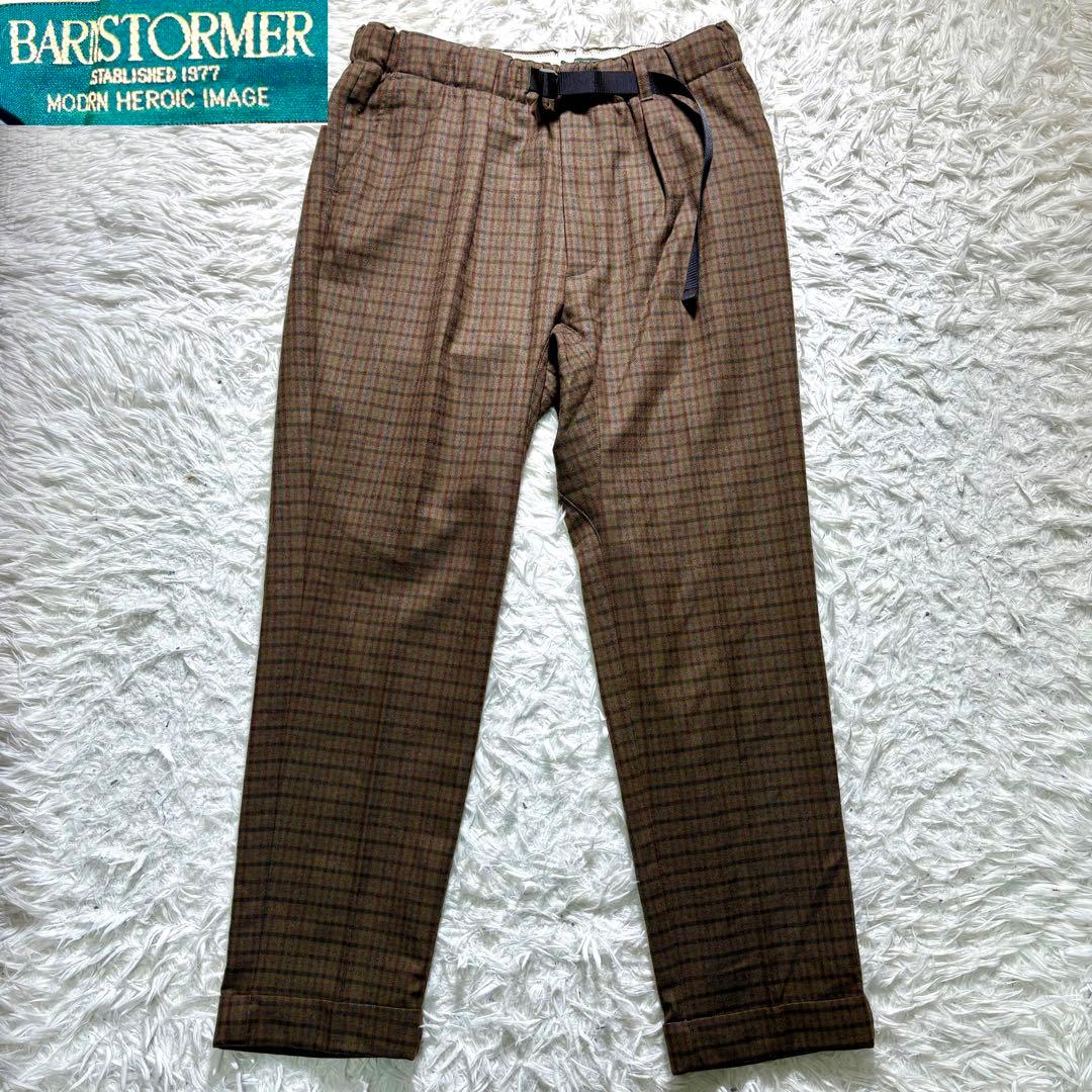 【美品】BARNSTORMER イージースラックスパンツ　チェック　ウール　M