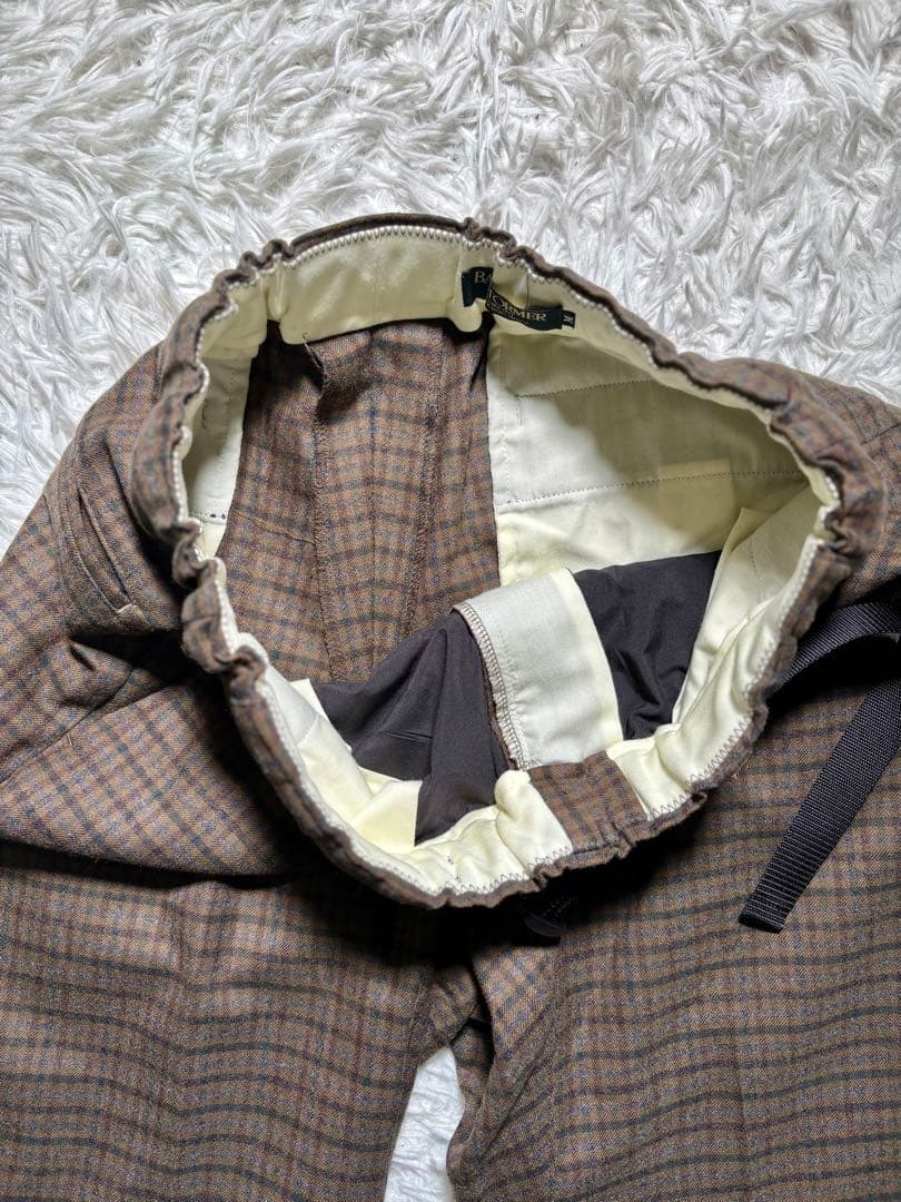 【美品】BARNSTORMER イージースラックスパンツ　チェック　ウール　M