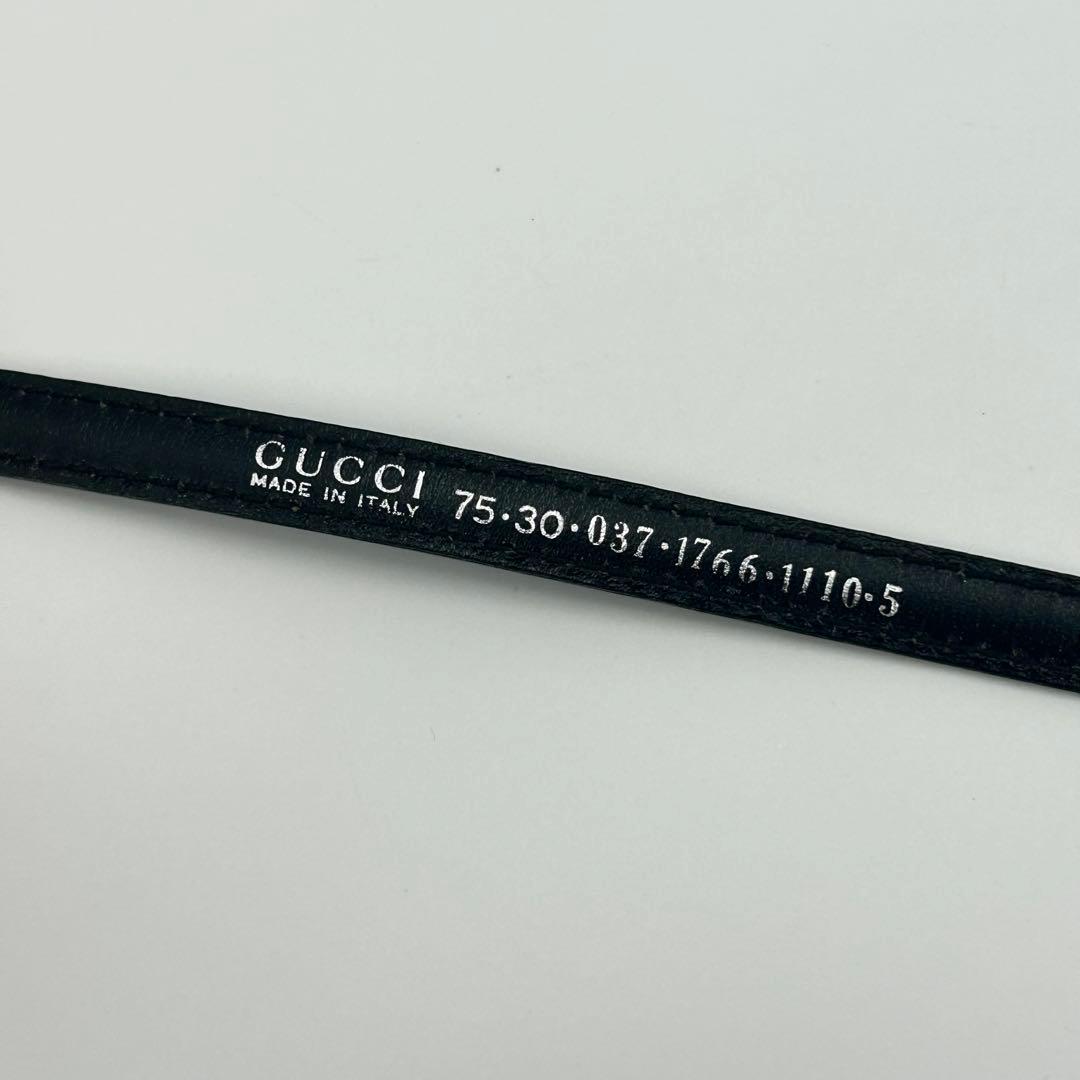 希少/美品✨グッチ ホースビット 細ベルト シルバー ブラック レザー